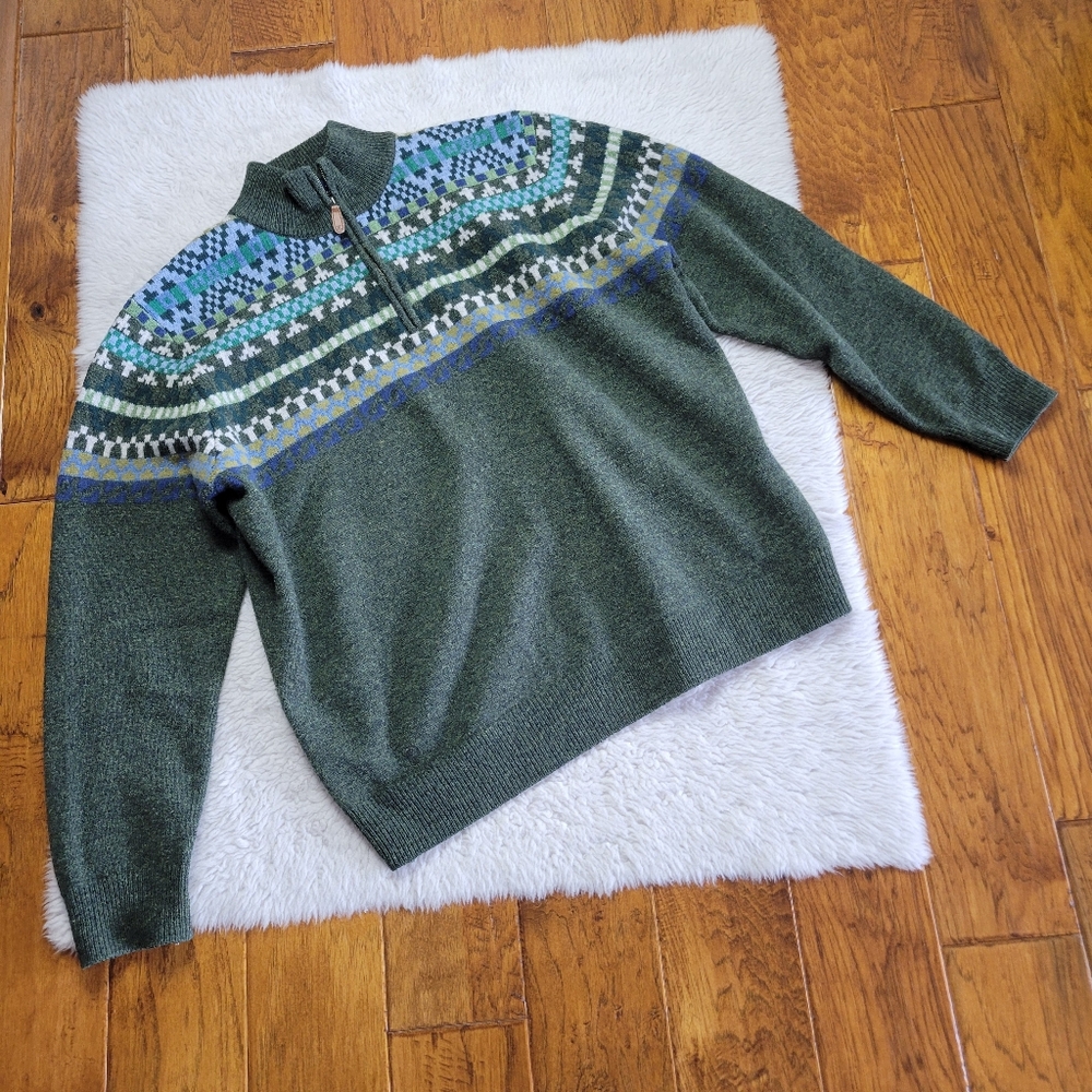 Joseph Turner Yorkshire Lambswool Sweater Men's XL Fair Isle Print